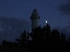 Latvia - Mikeltornisc: the lighthouse and the moon - tallest lighthouse in Latvia - baka  (Vetspils Rajons - Kurzeme) - photo by A.Dnieprowsky
