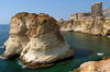 Lebanon / Liban - Beirut / Beyrouth: Pigeon Rocks - Raouch district shore - cliffs - Mediterranean - photo by J.Wreford