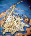 Libya - Tripoli: ancient map of the city - Jamahiriya museum (photo by M.Torres)