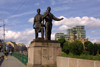 Lithuania - Vilnius: statues at bridge entrance (photo by A.Dnieprowsky)