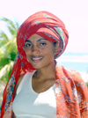 Nosy Be, Madagascar: beautiful Malgasy young woman in traditional headscarf - photo by R.Eime
