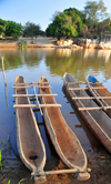 Bekopaka, Antsalova district, Melaky region, Mahajanga province, Madagascar: double dugout canoes on the south bank of the Manambolo River - photo by M.Torres