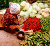Central market - cabages, peppers and cocumbers, Kota Baru, Kelantan, Malaysia. photo by B.Lendrum