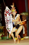 Malaysia - Sarawak (Borneo): Sarawak Cultural Village: Iban warrior performs traditional dance (photo by Rod Eime)
