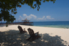 Sipadan Island, Sabah, Borneo, Malaysia: beach chairs on tropical beach near the jetty - photo by S.Egeberg