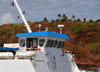 Mamoudzou, Grande-Terre / Mahore, Mayotte: bridge of a ferry to Dzaoudzi - STM logo - photo by M.Torres