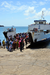 Dzaoudzi, Petite-Terre, Mayotte: passengers board the ferry to Momoju - Salama Djema II - photo by M.Torres