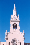 Melilla: spire - Church of the Sacred Heart - architect Fernando Guerrero - Plaza Menndez Pelayo / iglesia del Sagrado Corazn - photo by M.Torres