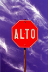 Mexico - Bahia De Los Angeles (Baja California): Alto - Stop sign, Mexican style - photo by G.Friedman