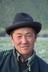 Mongolia - Uvs province: nomadic hearder with hat - photo by A.Summers