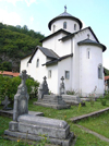 Montenegro - Crna Gora - Komovi mountains: Moraca monastery - Serb Orthodox church and graves - photo by J.Kaman