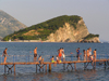 Montenegro - Crna Gora - Budva: Boardwalk and Island of Sveti Nikola - St Nicholas - photo by J.Kaman