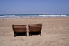 Asilah / Arzila, Morocco - Paradise beach - lounge chairs - photo by Sandia