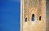 Casablanca, Morocco: Hassan II mosque - carved marble on the minaret - photo by M.Torres