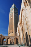Casablanca, Morocco: Hassan II mosque - minaret and southern faade - photo by M.Torres