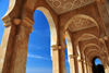 Casablanca, Morocco: Hassan II mosque - arcade with carved ceiling in red Agadir marble - photo by M.Torres
