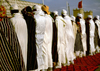 Morocco / Maroc - Imilchil: prayer time - line of men - photo by F.Rigaud