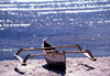 Mozambique / Moambique - Pemba: local trimaran rests on the beach - fishing boat / trimar - photo by F.Rigaud