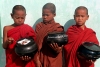 Myanmar / Burma - Young Buddhist monks wait for food donations (photo by J.Kaman)