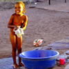 Hardap region, Namibia: in the countryside - improvised bathtub - photo by Sandia