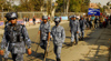 Kathmandu, Nepal: policemen lead a teachers' demonstration - photo by E.Petitalot
