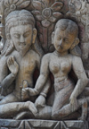 Kathmandu, Nepal: amorous wood sculpture in an Hindu temple - photo by E.Petitalot