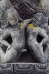 Kathmandu, Nepal: happy couple - amorous wood sculpture in an Hindu temple - photo by E.Petitalot