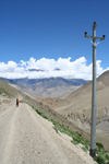Annapurna region, Nepal: mountain road and telephone lines - photo by M.Wright