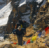 Khumbu region, Solukhumbu district, Sagarmatha zone, Nepal: trekkers on the way to Renjo pass - photo by E.Petitalot