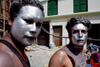 Kathmandu, Nepal: Hindu young men with faces painted in silver at Holi festival - photo by G.Koelman