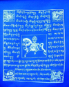 Nepal - Katmandyu / Kathmandu valley: Tibetan prayer flag - blue tarcho - photo by J.Kaman