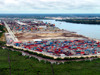 Port Harcourt, Rivers State, Nigeria: view of the port - container terminal and the Bonny River  - photo by A.Bartel