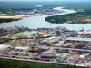 Port Harcourt, Rivers State, Nigeria: view of the port - Bonny River and harbor facilities seen from the air - photo by A.Bartel