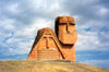 Artsakh - Nagorno Karabakh - Stepanakerd / Stepanakert: Tatik Papik monument - sculptor: Sarkis Baghdasarian - official title: we are our hills (photo by M.Torres)