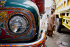 Peshawar, NWFP, Pakistan: decorated detail of truck - head light - photo by G.Koelman