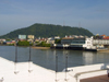Panama City: Casco viejo- view from Plaza de Francia - high tide - Ancm hill in the background - photo by H.Olarte