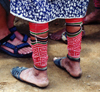 Panama - comarca Kuna Yala - San Blas Islands - Achutupo island: leg wrappings of a Kuna woman - photo by G.Frysinger