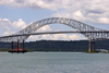 Panama Canal: Puente de las Americas Panama Americas Bridge, joins the East and West sides of Panama, or the North and South Americas. - photo by H.Olarte