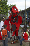 Diablito - Congo culture man dressed as devil during the meeting of congos and devils at Portobello. The devil costume represents the Spanish oppressor during the colonial era. - photo by H.Olarte