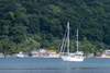 yacht and forest - Isla Grande, Coln, Panama, Central America - photo by H.Olarte