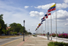 Panama City / Ciudad de Panama: Latin American flags on Amador Boulevard - photo by H.Olarte