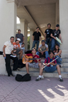 Panama City / Ciudad de Panama: a group of young musicians wait for classes at Panama Jazz Festival, Balboa - photo by H.Olarte