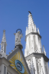 Panama City / Ciudad de Panama: neo-Gothic architecture of Iglesia del Carmen, Order of Carmelites - Virgin and baby Jesus - corregimiento de Bella Vista - photo by H.Olarte
