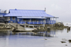 Galeta Island, Coln province, Panama: the blue building of Galeta Point Marine Laboratory, Smithsonian Tropical Research Institute - photo by H.Olarte
