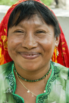 Panama - Panama City - smiling Kuna woman - photo by D.Smith