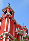 Lima, Peru: red faade of the Santuario de Santa Rosa de Lima, the first saint of the Americas - photo by M.Torres