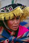 Ausangate massif, Cuzco region, Peru: Quechua woman wearing traditional hat - photo by C.Lovell