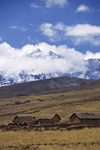 Ausangate massif, Cuzco region, Peru: adobe farm houses on the high Altiplano on the Nevado Auzangate curcuit- Peruvian Andes - Cordillera Blanca - photo by C.Lovell