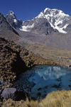Ausangate massif, Cuzco region, Peru: one of the Sacred Blue Pools reflects Cerro Ausangate's north face- Peruvian Andes - photo by C.Lovell