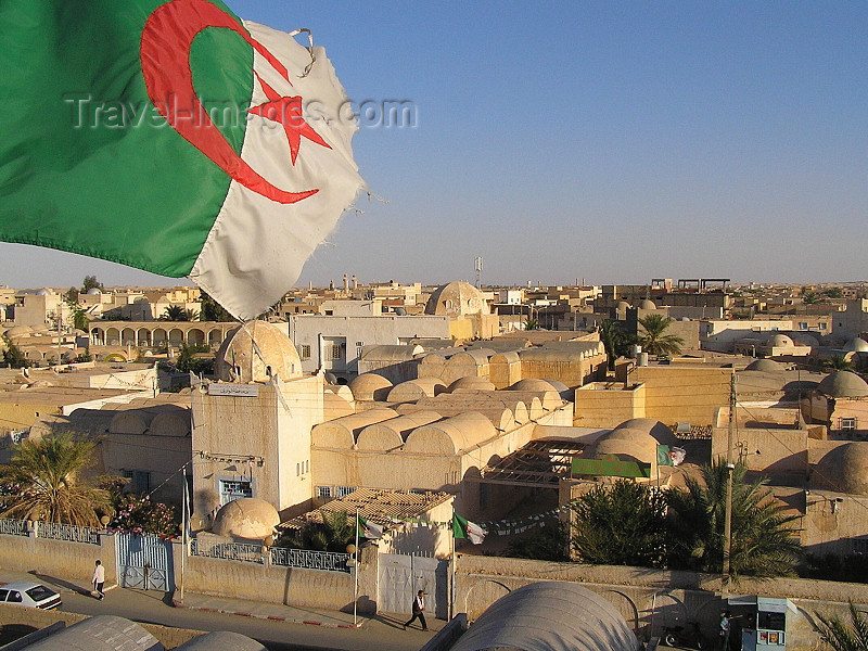 algeria30: Algeria / Algerie - El Oued: Algerian flag over the town - photo by J.Kaman - Drapeau algérien au-dessus de la ville - (c) Travel-Images.com - Stock Photography agency - Image Bank